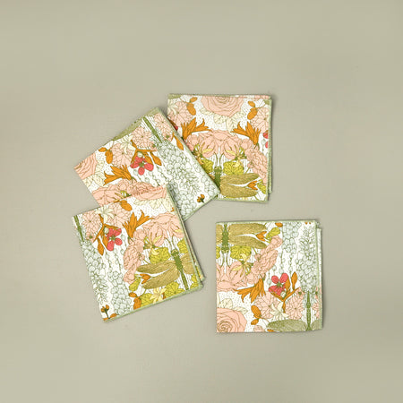 Dragonfly Garden 4pc Cotton Cocktail Napkins