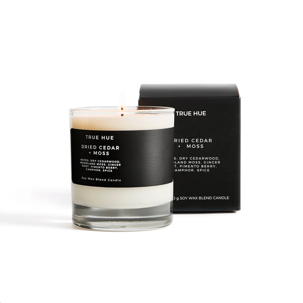 True Hue Soy Candle Jars / Dried Cedar + Moss