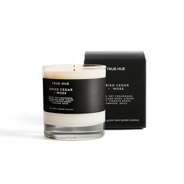 True Hue Soy Candle Jars / Dried Cedar + Moss