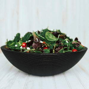 Ebonized Red Oak Wooden Salad Bowl 12"