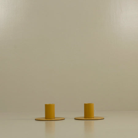 Essential Metal Candle Holders / Pair / Mustard