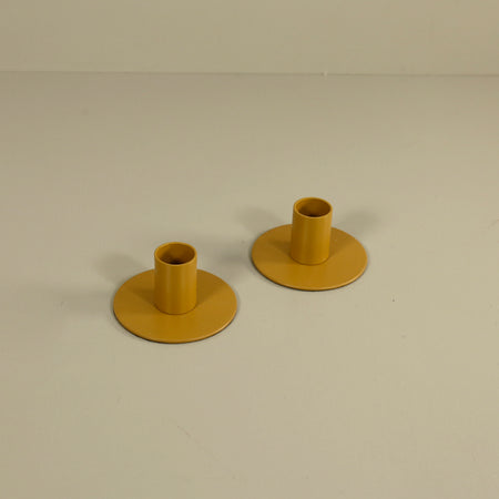 Essential Metal Candle Holders / Pair / Mustard