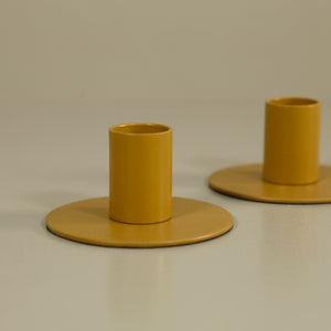 Essential Metal Candle Holders / Pair / Mustard