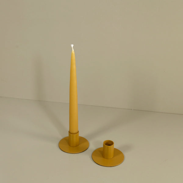 Essential Metal Candle Holders / Pair / Mustard