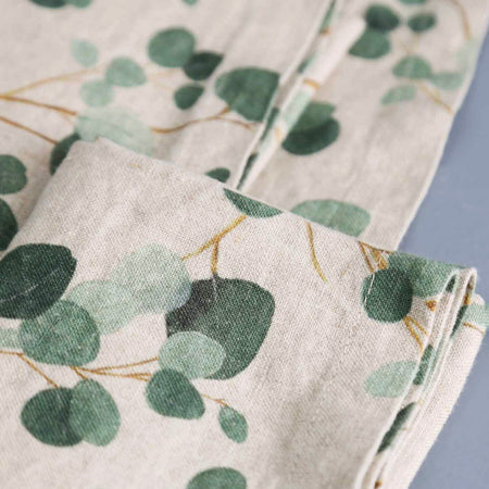 Eucalyptus on Light Natural Linen Napkins 18" / 4pc