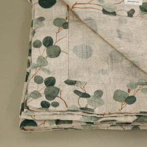 Eucalyptus on Light Natural Linen Tablecloth