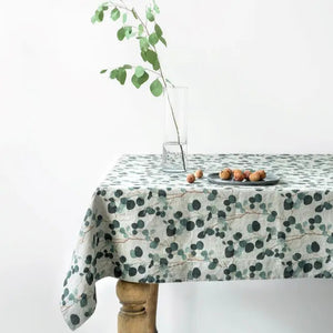 Eucalyptus on Light Natural Linen Tablecloth