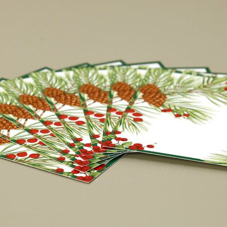 Caspari Paper Holiday Place Cards / Evergreen And Berries