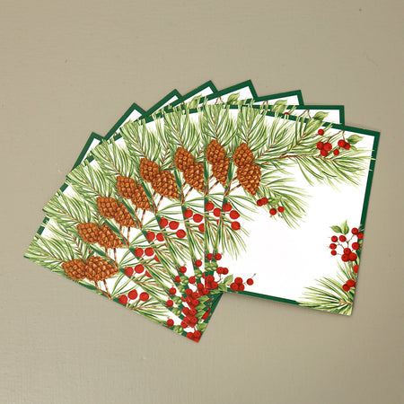 Caspari Paper Holiday Place Cards / Evergreen And Berries