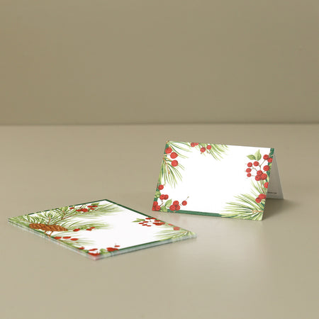 Caspari Paper Holiday Place Cards / Evergreen And Berries