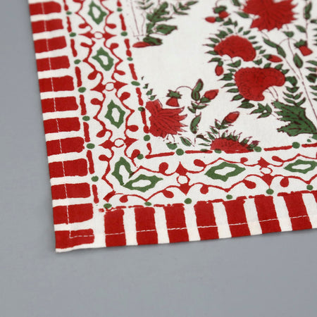 Festive Garden Block Print Cotton Napkins / 4pc