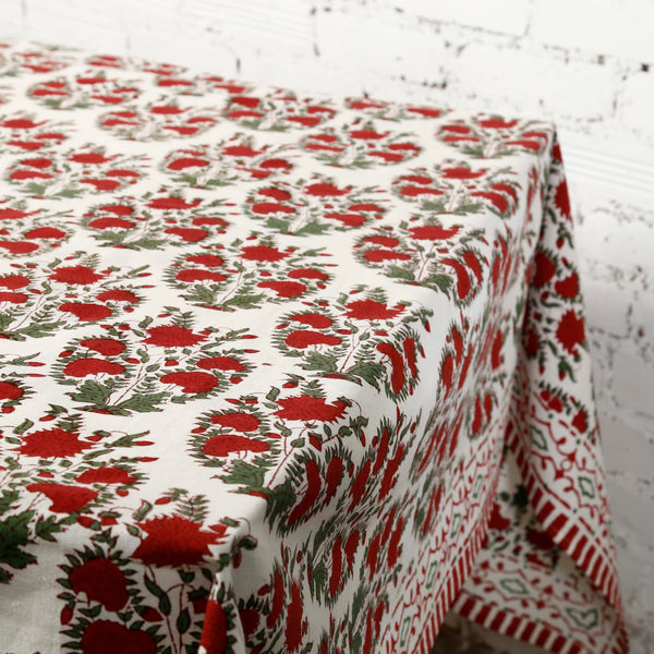 Festive Garden Block Print Tablecloth