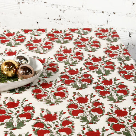 Festive Garden Block Print Tablecloth