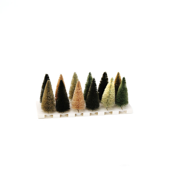 Fiber Bottle Brush Trees Set / Grey