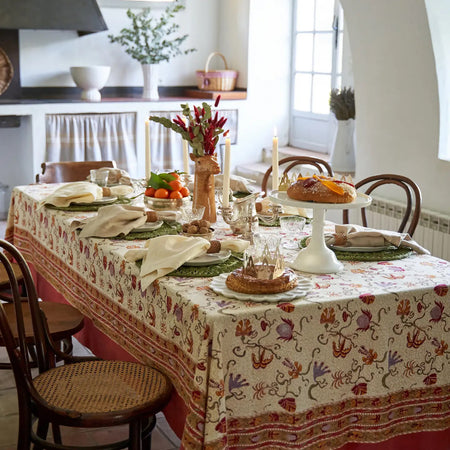 Fleurs des Indes Block Print Rectangle Tablecloths