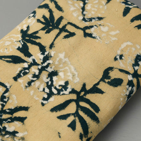 Flower Field Block Print Cotton Tablecloth / Yellow