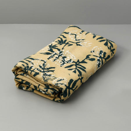 Flower Field Block Print Cotton Tablecloth / Yellow
