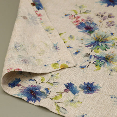 Flowers on Light Natural Linen Napkins 18" / 4pc