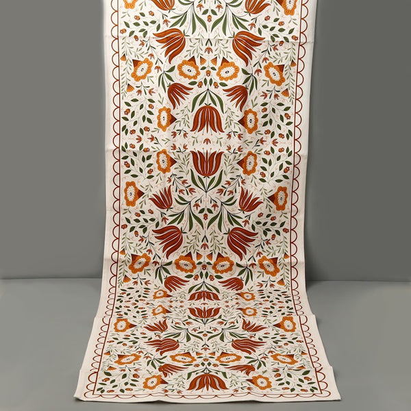 Folk Floral Table Runner 16 x 80"