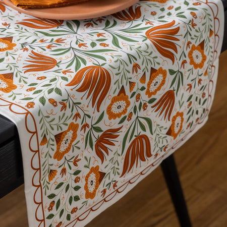 Folk Floral Table Runner 16 x 80"