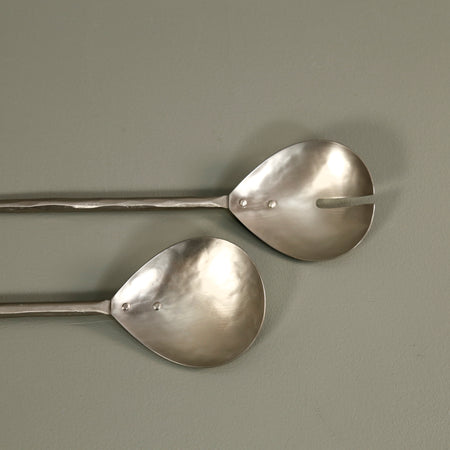 Forged Salad Servers Pair / Pewter