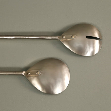 Forged Salad Servers Pair / Pewter