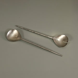 Forged Salad Servers Pair / Pewter