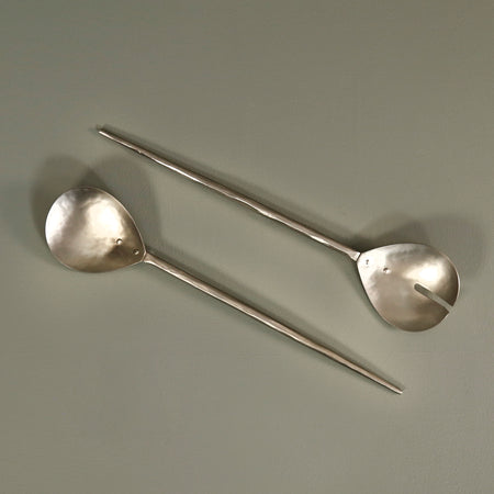 Forged Salad Servers Pair / Pewter