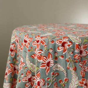 Frangipani Block Print Tablecloth