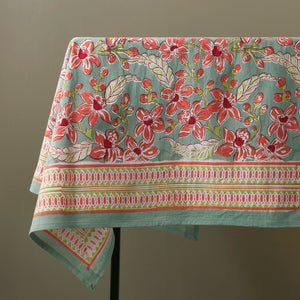 Frangipani Block Print Tablecloth