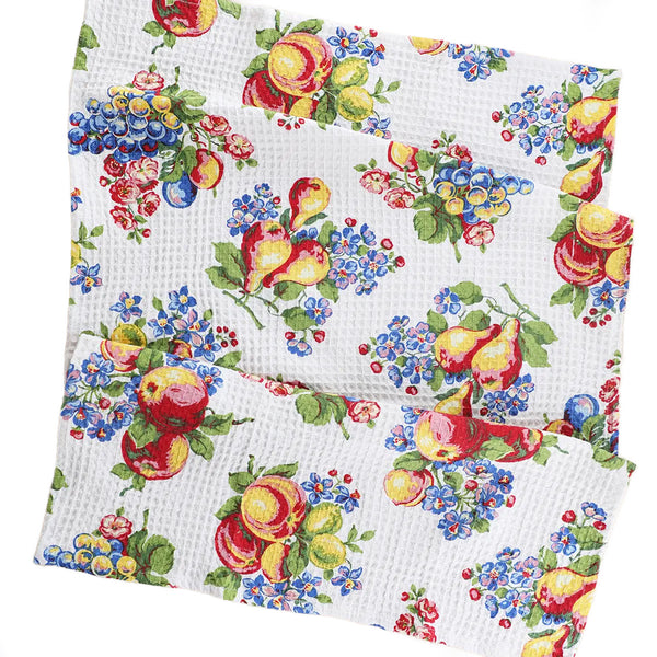 Printed Waffle Tea Towel / Fruit Basket / Multi