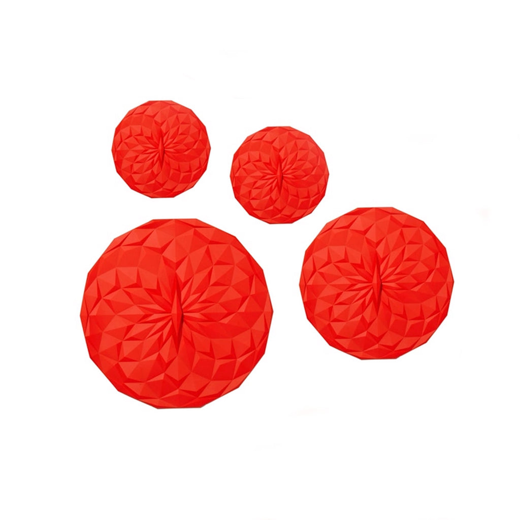 Red Silicone 4pc Suction Lid Set