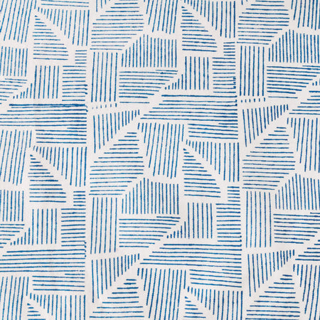 Geometric Blue Block Print Table Runner