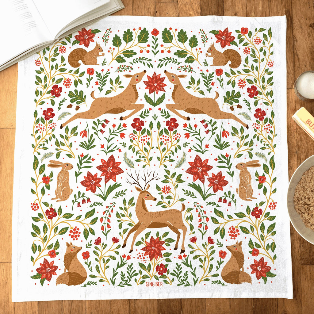 Gingiber Tea Towel / Christmas Forest