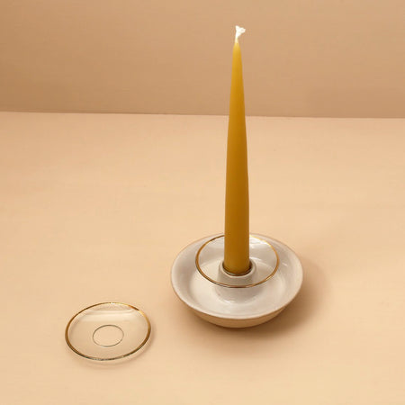 Glass Bobeche Pair / Gold Rim