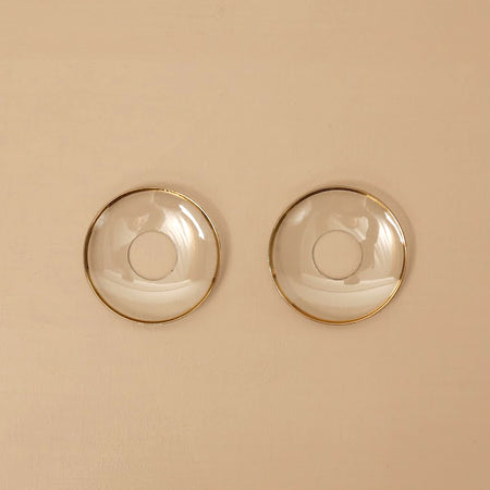 Glass Bobeche Pair / Gold Rim