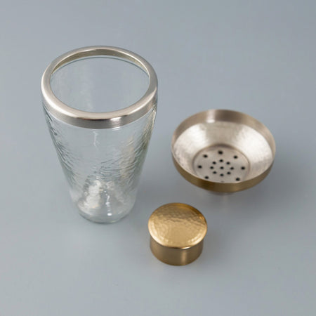 Glass & Brass Cocktail Shaker / Small 10oz