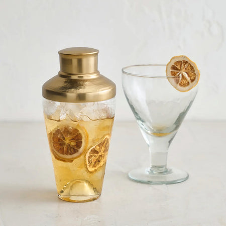 Glass & Brass Cocktail Shaker / Small 10oz