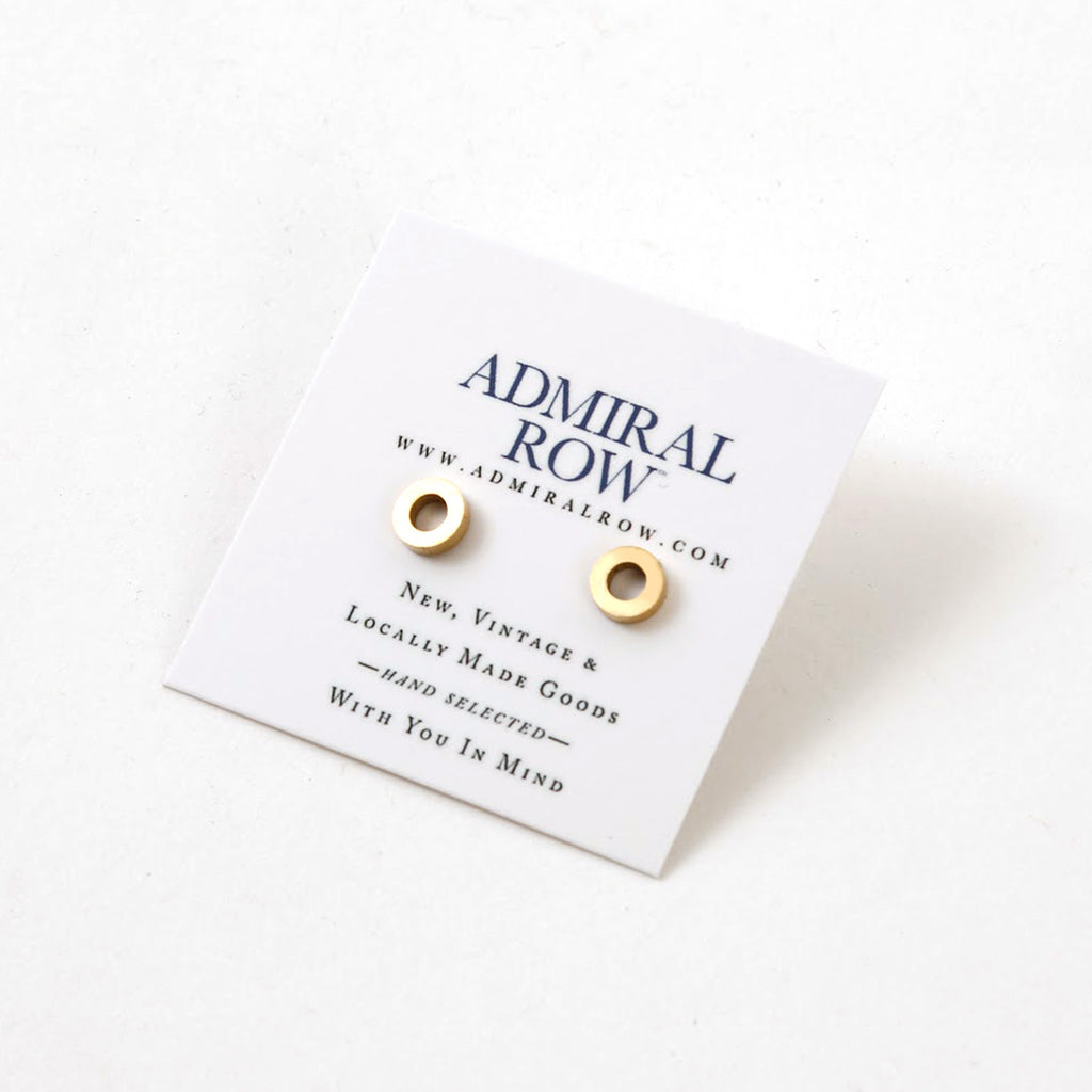 Gold Open Circle Stud Earrings / Small