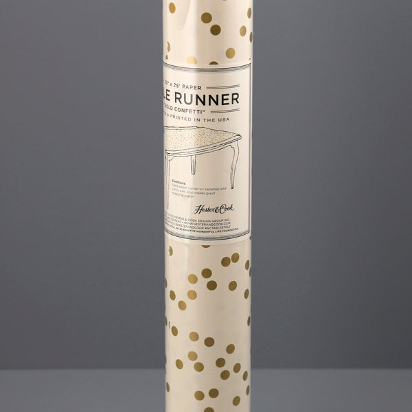 Paper Table Runner Roll 25' / Gold Confetti