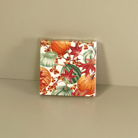Caspari Paper Cocktail Napkins / Gourds and Leaves