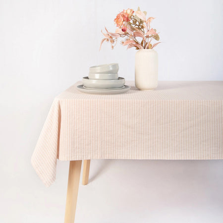 Guaria Striped Tablecloth / Beige & White