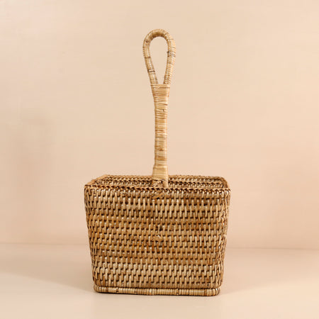 Handwoven Rattan Flatware Caddy