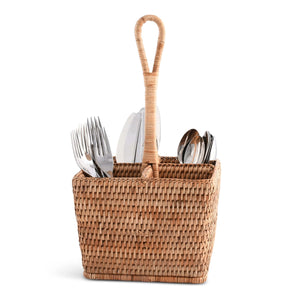 Handwoven Rattan Flatware Caddy