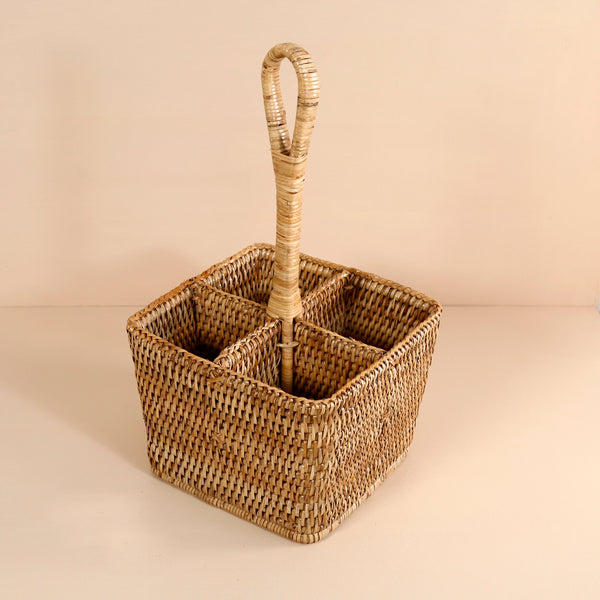 Handwoven Rattan Flatware Caddy