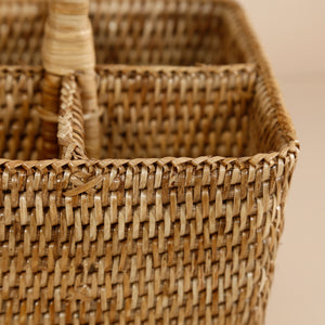 Handwoven Rattan Flatware Caddy