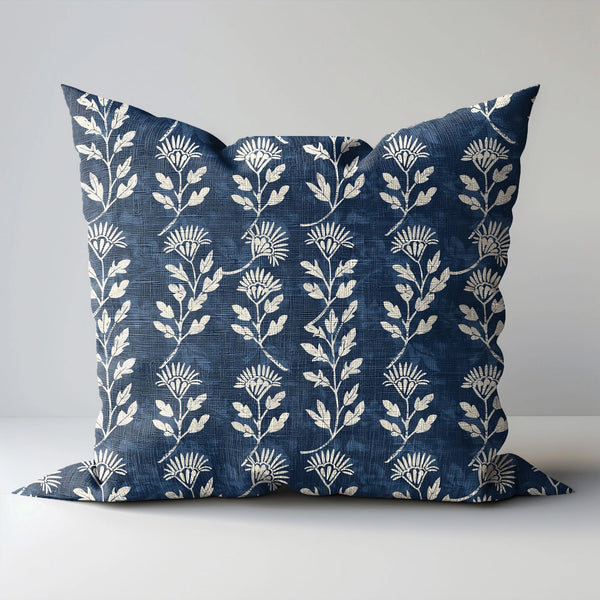 Hanes Block Print Linen Pillow / Indigo