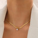 Gold Snake Herringbone Necklace / 18K Gold Plate