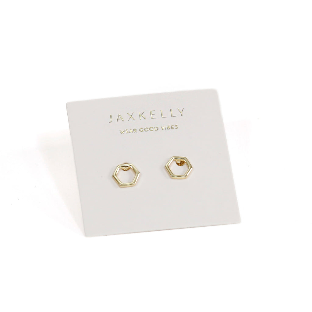 Minimalist Gold Studs / Hexagon