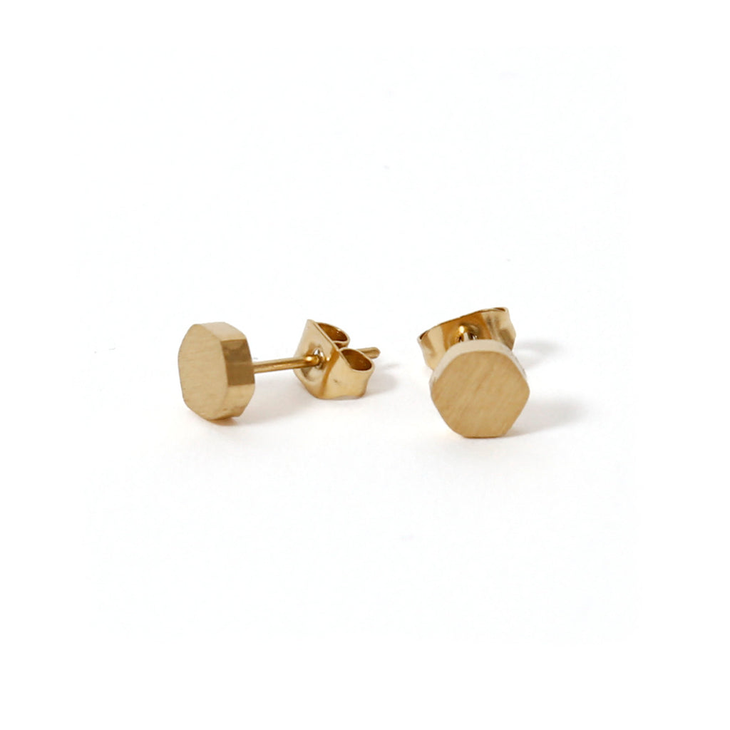 Solid Hexagon Stud Earrings